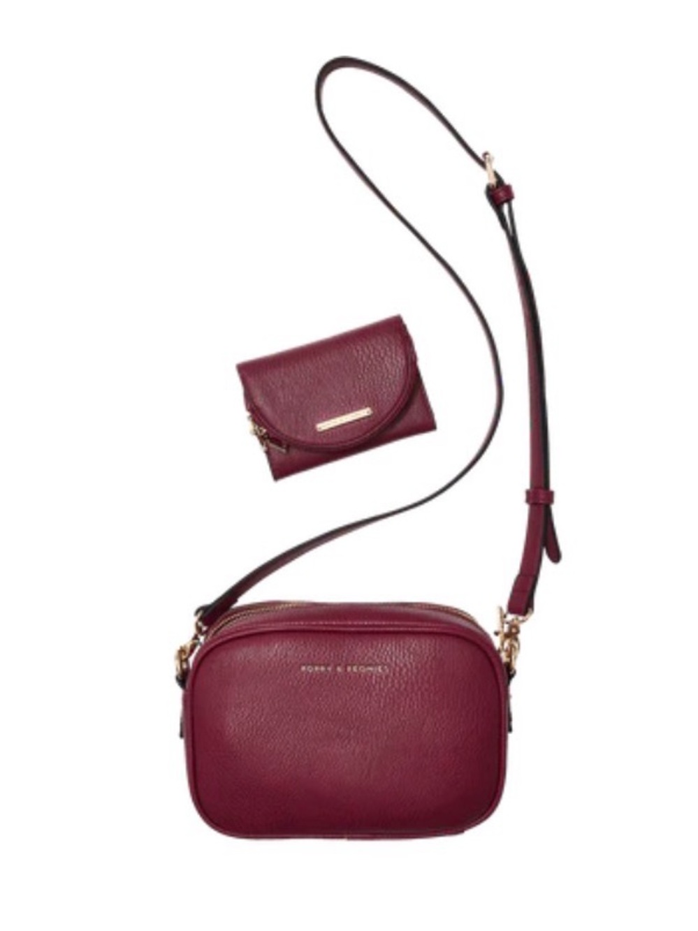 Poppy & Peonies Burgundy Pebbled Leather Crossbody with Card Case